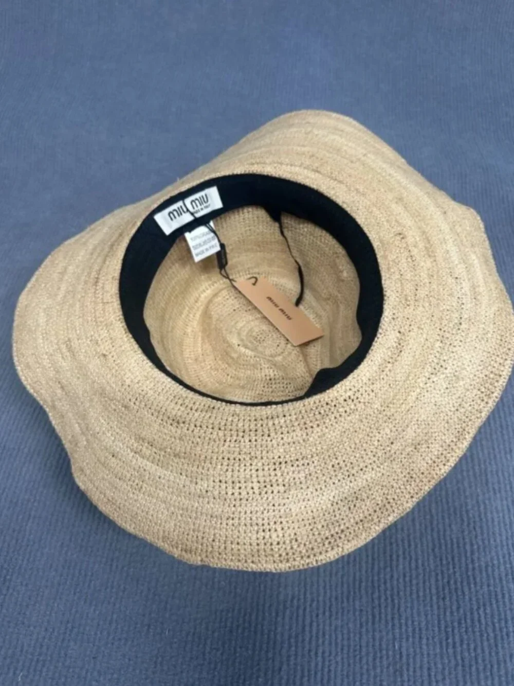 Miu Miu Natural Straw Hat with Red Braided Trim